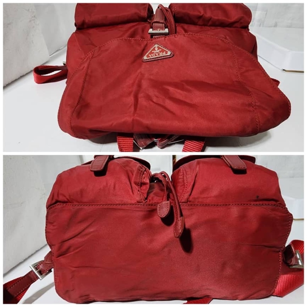 Authentic PRADA Tessuto Nylon Vela Medium Backpack Red - Picture 5 of 14